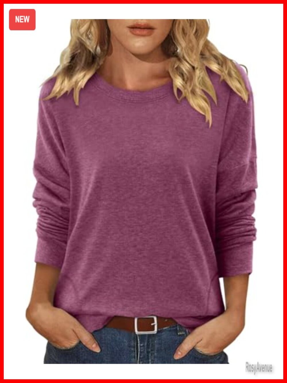 Magritta Women's Tunic Sweatshirt Long Sleeve Crew Neck Pocket Pullover
